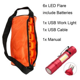 3/6/8 PACK Auto Emergency Lights Car Warning Light LED Flare Roadside Safety Puck With Magnet Hook; Include Work Flashlight With 3 Screwdrivers - 6PAC