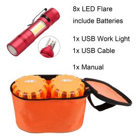 3/6/8 PACK Auto Emergency Lights Car Warning Light LED Flare Roadside Safety Puck With Magnet Hook; Include Work Flashlight With 3 Screwdrivers - 8PAC