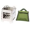 Camping Wood Stove; Portable Outdoor Folding Picnic Grill BBQ Cooking Stove - Silvery