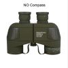 HD 10X50 High Power Binoculars with Rangefinder Compass for Hunting Boating Bird Watching Nitrogen Floating Waterproof - NO Compass Green
