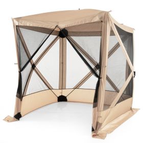 6.7 x 6.7 Feet Pop Up Gazebo with Netting and Carry Bag - Coffee
