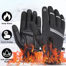 1Pair Winter Gloves Touchscreen Thermal Windproof Fleece Lined Gloves - L