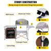 Camping Kitchen Table Picnic Cabinet Folding Cooking Storage Rack Portable Brown - Default
