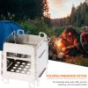 Camping Wood Stove; Portable Outdoor Folding Picnic Grill BBQ Cooking Stove - Silvery