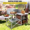 Camping Kitchen Table Picnic Cabinet Folding Cooking Storage Rack Portable Brown - Default