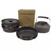 3pcs/set Lightweight Outdoor Cooking Utensils Kit Portable Camping Pot Pan Kettle Soup Wok Pot Cookware Set - Green