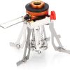 Portable Stoves; Backpacking Stove With Piezo Ignition Stable Support Wind-Resistance Camp Stove For Outdoor Camping Hiking Cooking - Orange