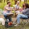 Portable Wood Camping Burning Stove Heater with 2 Cooking Positions - Black