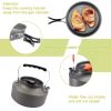 3pcs/set Lightweight Outdoor Cooking Utensils Kit Portable Camping Pot Pan Kettle Soup Wok Pot Cookware Set - Green