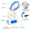 Desk Cooling Fan w/180¬∞Adjustable LED Lamp Baby Stroller Fan Emergency Flashlight Torch - Blue