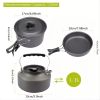 3pcs/set Lightweight Outdoor Cooking Utensils Kit Portable Camping Pot Pan Kettle Soup Wok Pot Cookware Set - Green