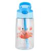 16.2Oz Leak-proof Kids Water Bottle with Straw Push Button Sport Water Bottle for Kids Crab Ship Jellyfish Rocket - Crab