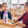 16.2Oz Leak-proof Kids Water Bottle with Straw Push Button Sport Water Bottle for Kids Crab Ship Jellyfish Rocket - Jellyfish