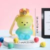 1pc Bear Cute Water Cup, Summer Plastic Cup, Portable Straw Cup, Large-capacity Water Bottle With Strap - Pink - 800ml