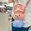 1pc Bear Cute Water Cup, Summer Plastic Cup, Portable Straw Cup, Large-capacity Water Bottle With Strap - Orange - 800ml