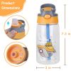 16.2Oz Leak-proof Kids Water Bottle with Straw Push Button Sport Water Bottle for Kids Crab Ship Jellyfish Rocket - Ship