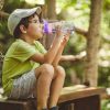 16.2Oz Leak-proof Kids Water Bottle with Straw Push Button Sport Water Bottle for Kids Crab Ship Jellyfish Rocket - Jellyfish