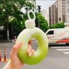 Kawaii Doughnut Water Bottle, PP Plastic Heat-resistant Water Cup Suitable For Adults And Children Daily Carrying And Outdoor Hiking Camping Trips - T