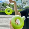 Kawaii Doughnut Water Bottle, PP Plastic Heat-resistant Water Cup Suitable For Adults And Children Daily Carrying And Outdoor Hiking Camping Trips - T