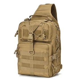 5L Unisex Medium Sling Shoulder Bag MOLLE Outdoor Daypack Backpack (Color: khaki)